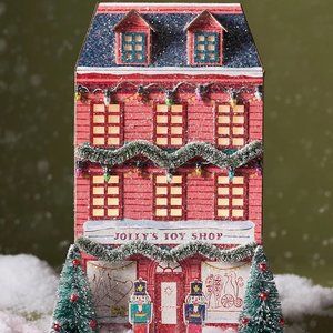 Anthropologie George & Viv Red Jolly's Toy Shop Light Up Christmas Village